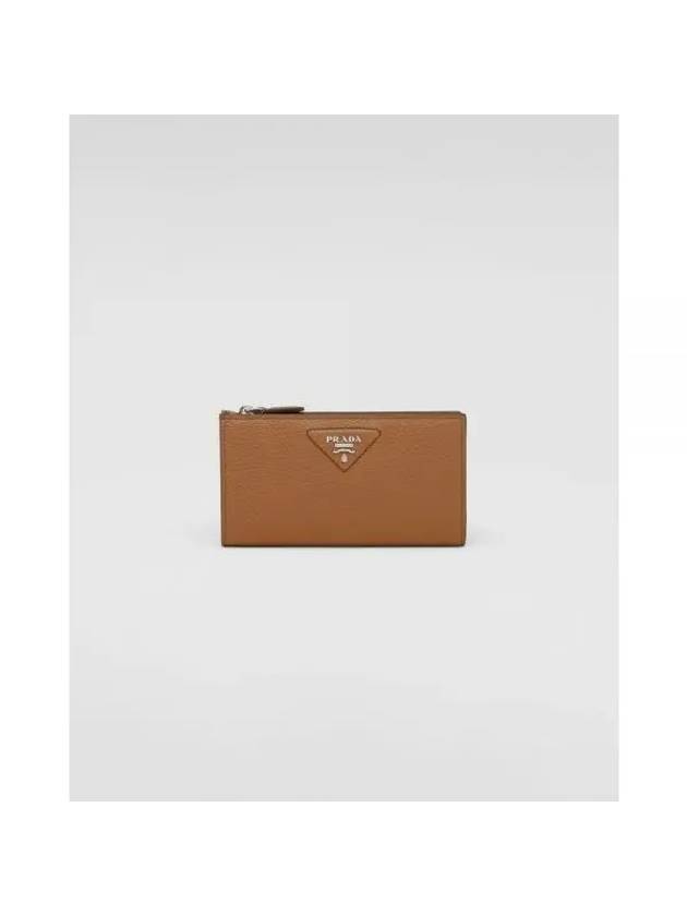 Leather Medium Wallet Caramel - PRADA - BALAAN 1