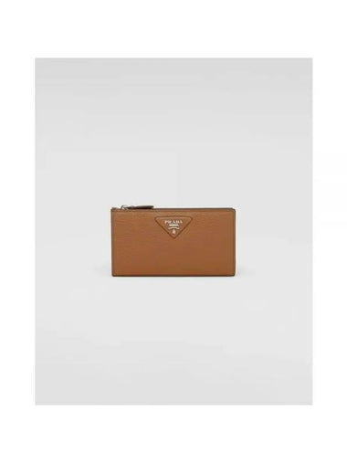 Leather Medium Wallet Caramel - PRADA - BALAAN 1