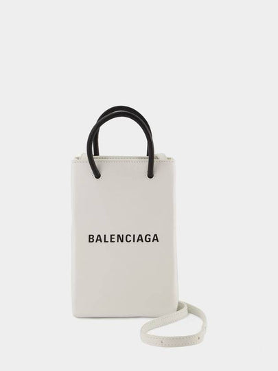 Logo Print Phone Holder Small Cross Bag White - BALENCIAGA - BALAAN 2