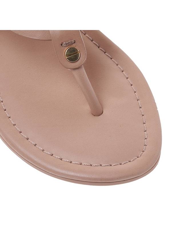 Miller Logo Leather Flip Flops Beige - TORY BURCH - BALAAN.