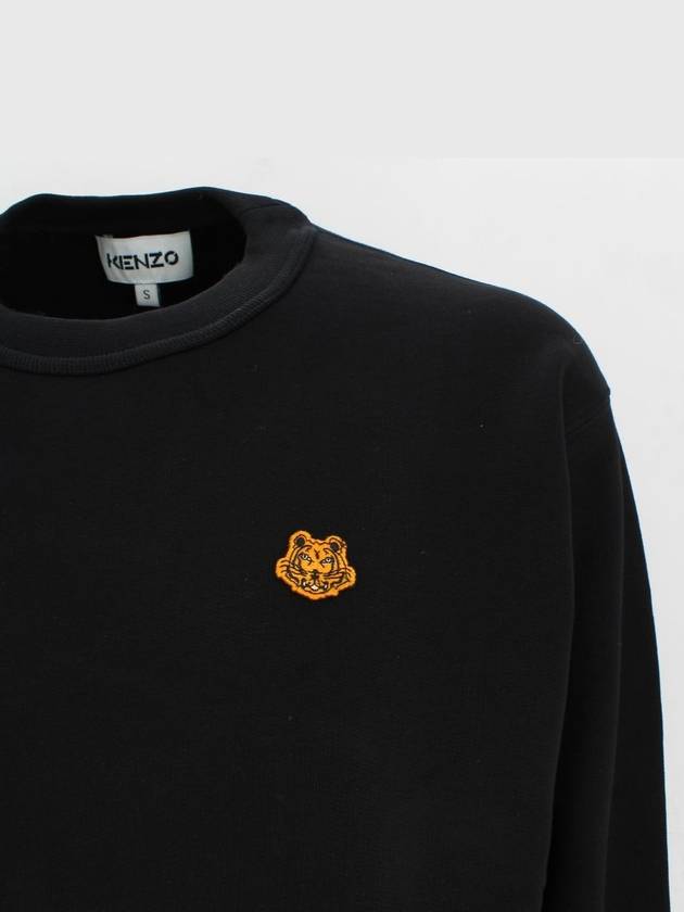 Tiger Logo Patch Cotton Sweatshirt Black - KENZO - BALAAN 4