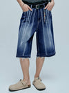 Navajo pattern cut off Bermuda pants indigo blue - KND - BALAAN 5