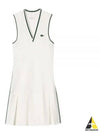 Sports Stretch V-Neck Pleated Short Dress White - LACOSTE - BALAAN 2