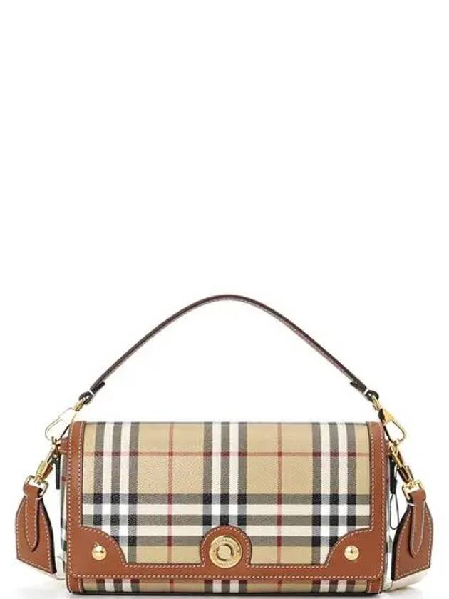 Women's Check Leather Top Handle Shoulder Bag Beige - BURBERRY - BALAAN 2