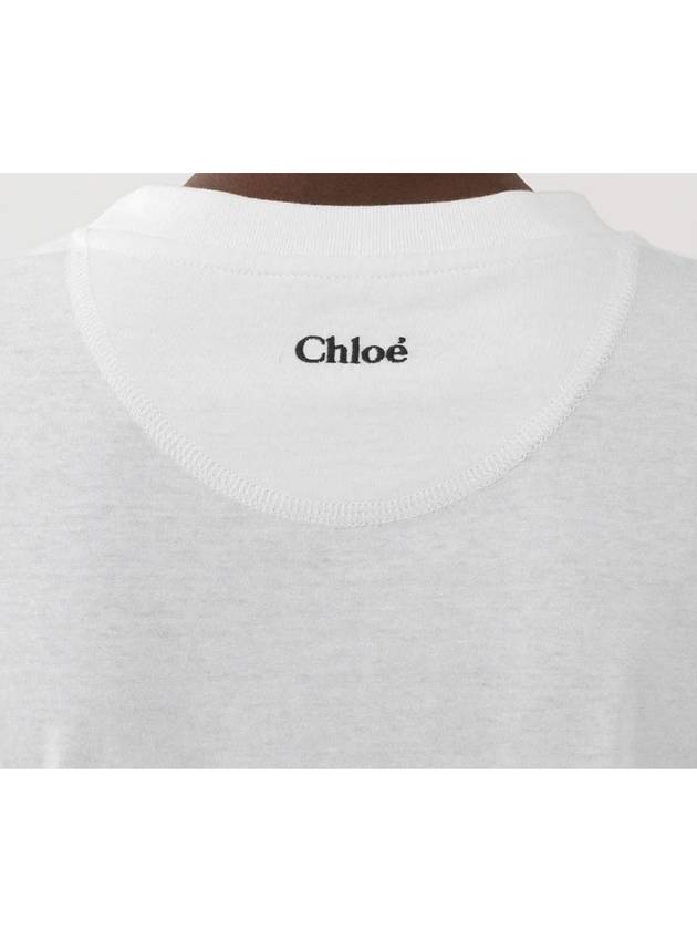 Embroidered Back Logo Cotton Short Sleeve T-Shirt White - CHLOE - BALAAN 8