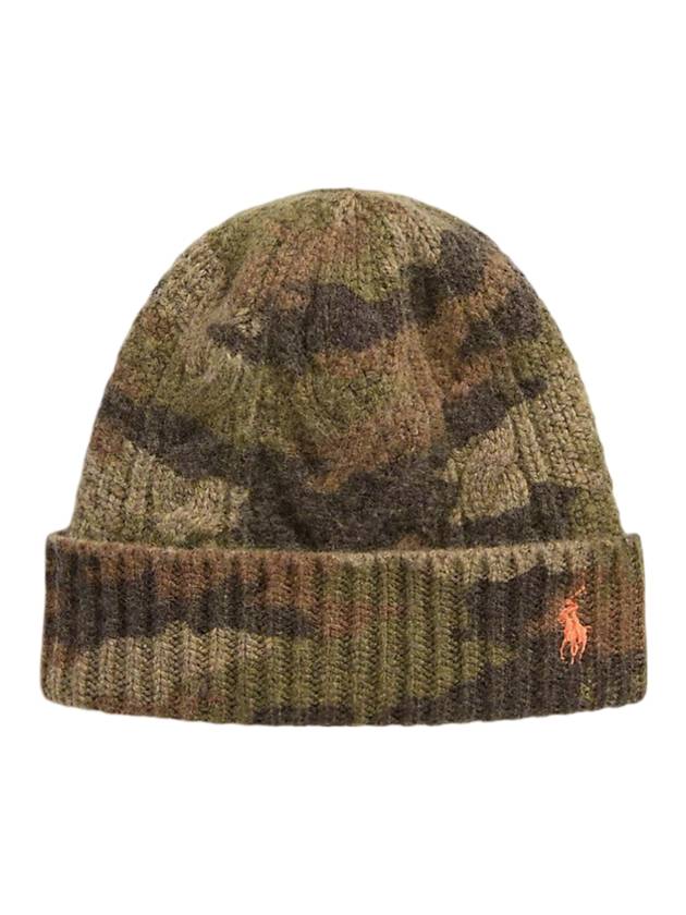 Wool Blend Beanie Olive Camo - POLO RALPH LAUREN - BALAAN 1