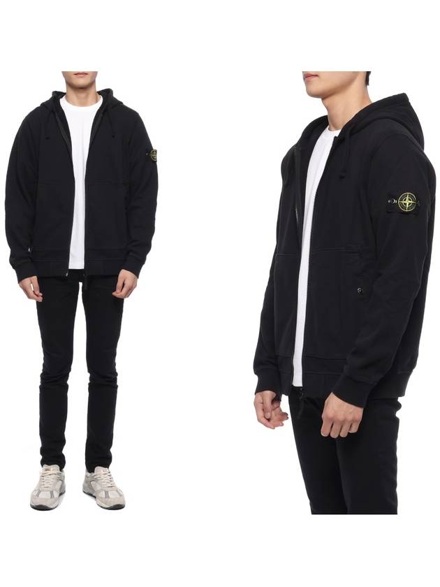 Wappen Patch Cotton Zip Up Hoodie Black - STONE ISLAND - BALAAN 3