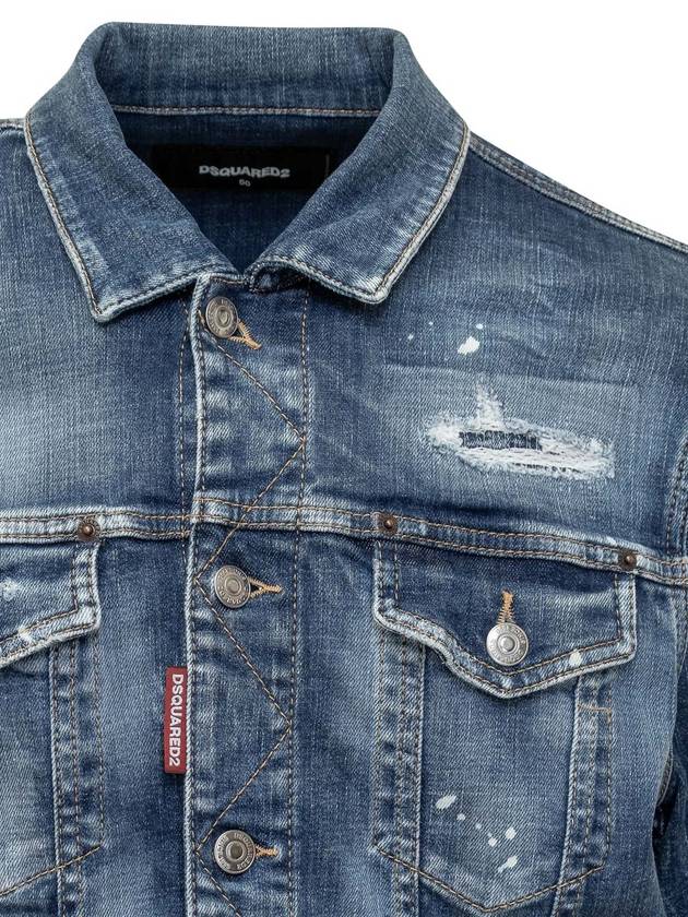 Stretch Dan Denim Jacket Blue - DSQUARED2 - BALAAN 4