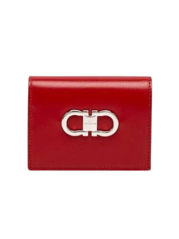 Double Gancio Half Wallet Flame Red - SALVATORE FERRAGAMO - BALAAN 1