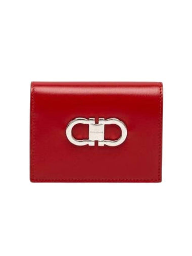 Double Gancio Half Wallet Flame Red - SALVATORE FERRAGAMO - BALAAN 1