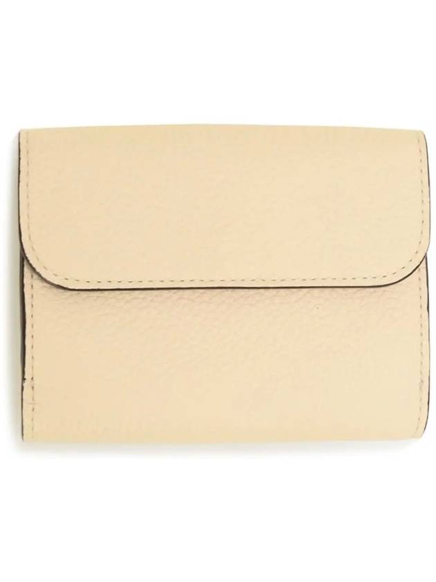 Alphabet Grain Leather Flap Small Half Wallet Beige - CHLOE - BALAAN 4