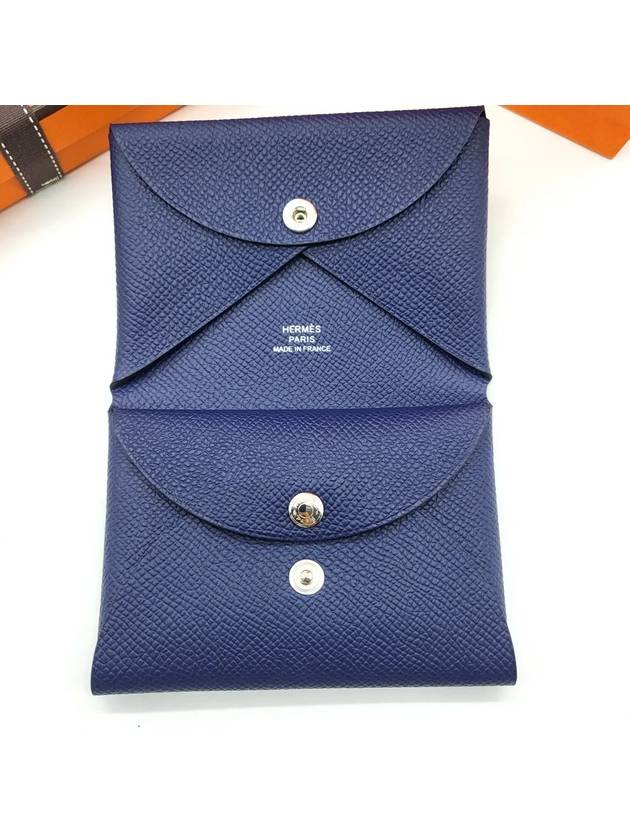 Calvi Duo Compact Card Wallet Navy - HERMES - BALAAN 4