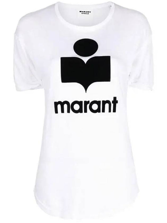 Koldi Logo Linen Short Sleeve T-Shirt White - ISABEL MARANT ETOILE - BALAAN 1