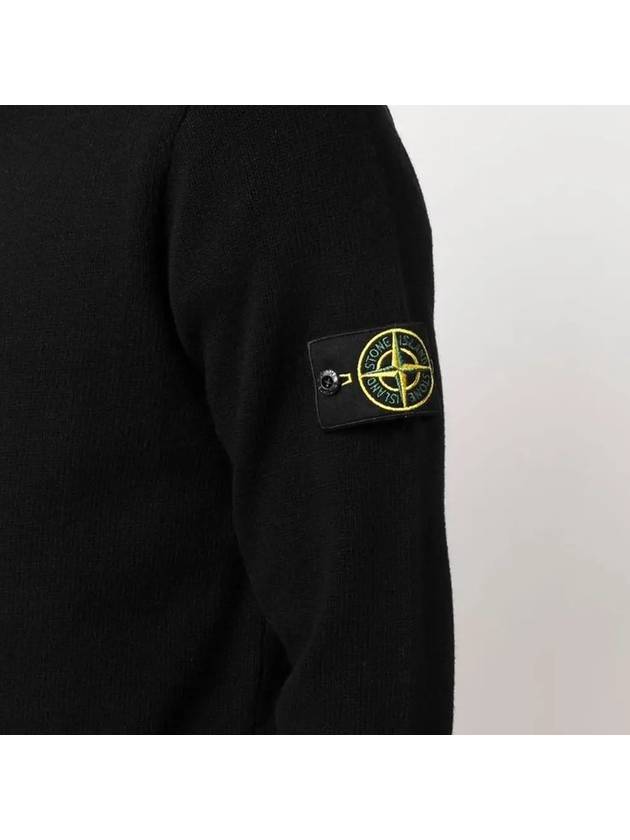 Waffen Patch Knit Zip Up Hoodie Black - STONE ISLAND - BALAAN 4