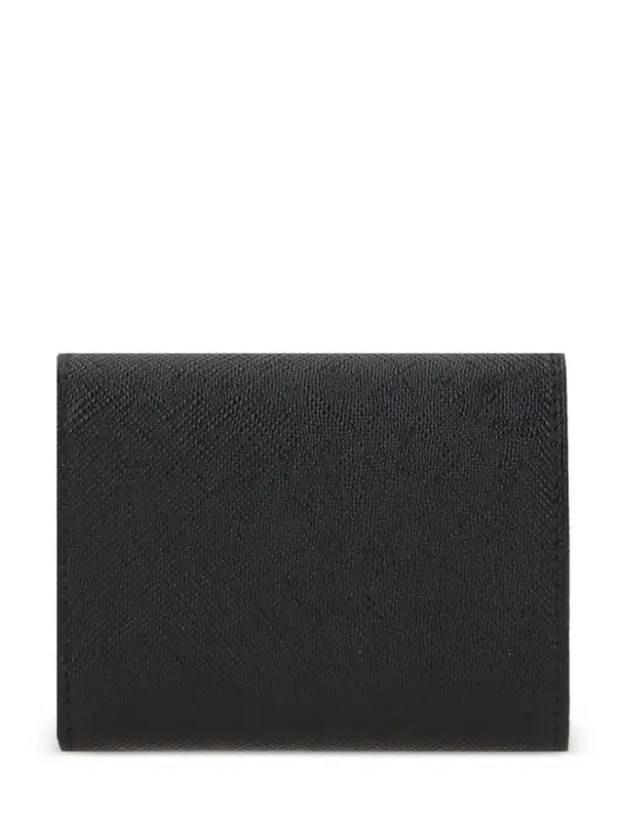 Saffiano Tri-Fold Leather Half Wallet Black - PRADA - BALAAN 3