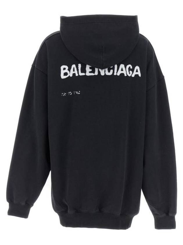 Logo Oversized Cotton Hoodie Black - BALENCIAGA - BALAAN 3