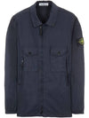 Stretch Cotton Gabardine Over Long Sleeve Shirt Navy - STONE ISLAND - BALAAN 1