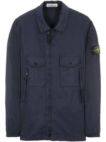 Stretch Cotton Gabardine Over Long Sleeve Shirt Navy - STONE ISLAND - BALAAN 1