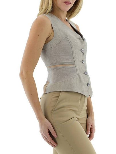 Burberry Ladies Grey Cut-out Detail Technical Wool Waistcoat, Brand Size 4 (US Size 2) - BURBERRY - BALAAN 2