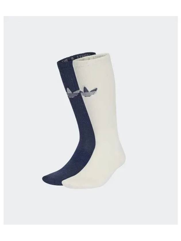 Trefoil Premium Crew Socks 2 Pack Set Navy White - ADIDAS - BALAAN 2