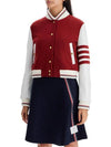 4-Bar Crop Varsity Cashmere Bomber Jacket Red - THOM BROWNE - BALAAN 5