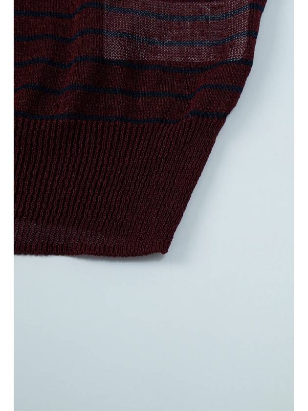 Hanji Blended Striped Cardigan Burgundy - CALLAITE - BALAAN 6