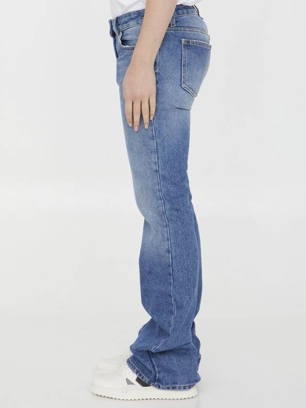 Women's Logo Patch Cotton Flare Jeans Blue - OFF WHITE - BALAAN 4