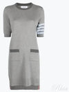 4 Bar Stripe Knit Midi Dress Grey - THOM BROWNE - BALAAN 2