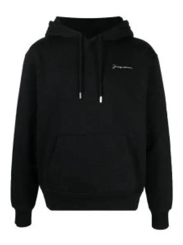 Le Brode Embroidered Logo Cotton Hoodie Black - JACQUEMUS - BALAAN 2