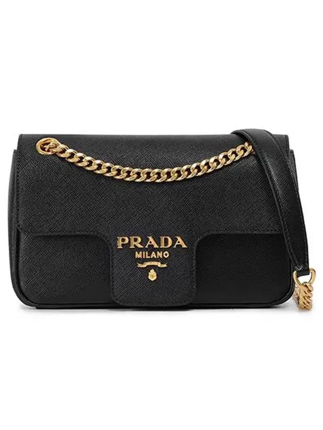 Saffiano Chain Cross Bag Black - PRADA - BALAAN 2