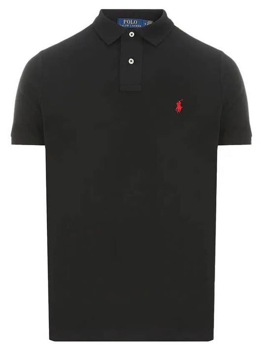 Men's Red Embroidered Logo Polo Shirt Black - POLO RALPH LAUREN - BALAAN 2