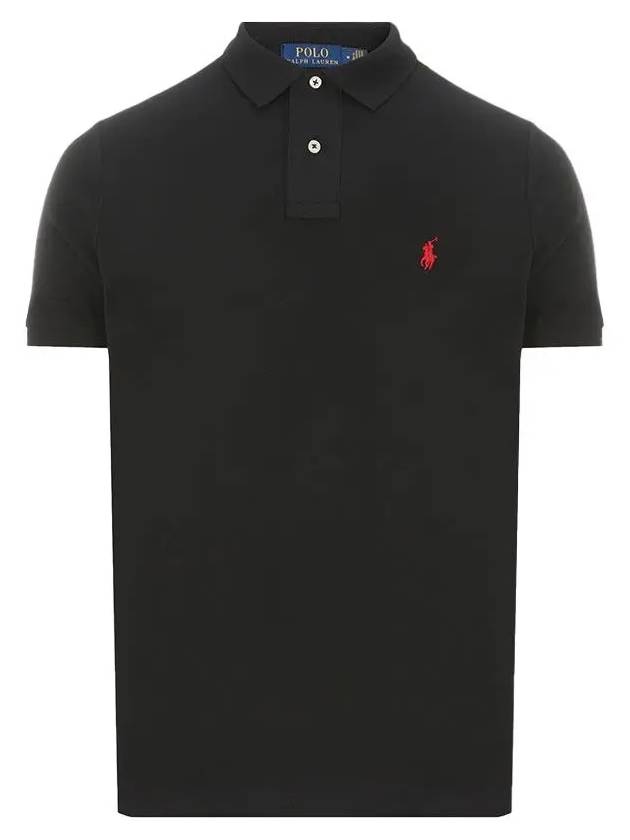 Men's Red Embroidered Logo Polo Shirt Black - POLO RALPH LAUREN - BALAAN 3