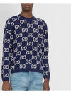 GG Wool Jacquard Knit Top Blue - GUCCI - BALAAN 6