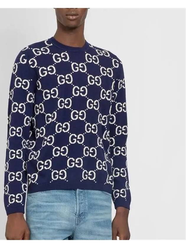 GG Wool Jacquard Knit Top Blue - GUCCI - BALAAN 6