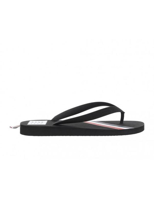 Signature Stripe Rubber Flip Flops Black - THOM BROWNE - BALAAN 1