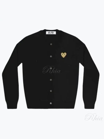 24 AZ N049 051 1 Gold Heart Wappen Wool Cardigan - COMME DES GARCONS - BALAAN 1