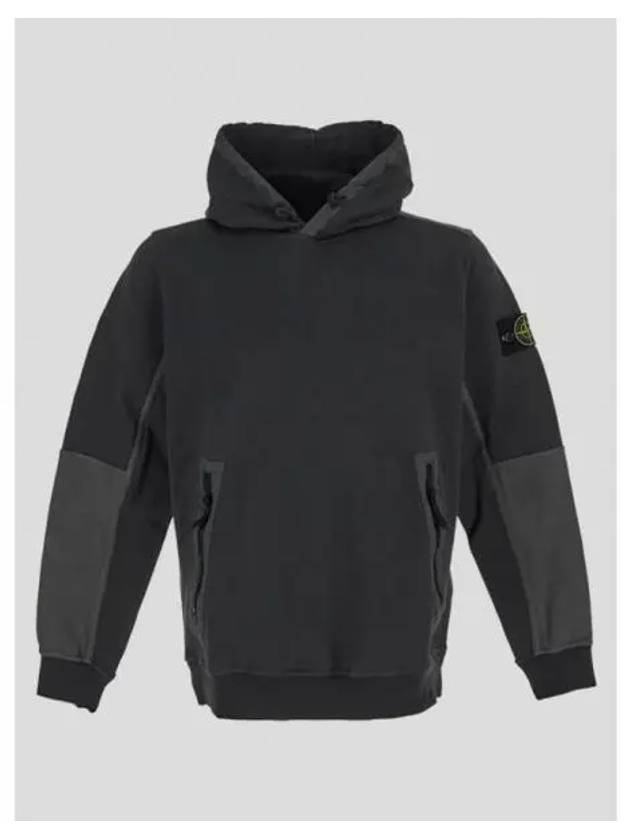 Regular Fit Mercerized Cotton Fleece Cotton Hoodie Dark Grey - STONE ISLAND - BALAAN 2