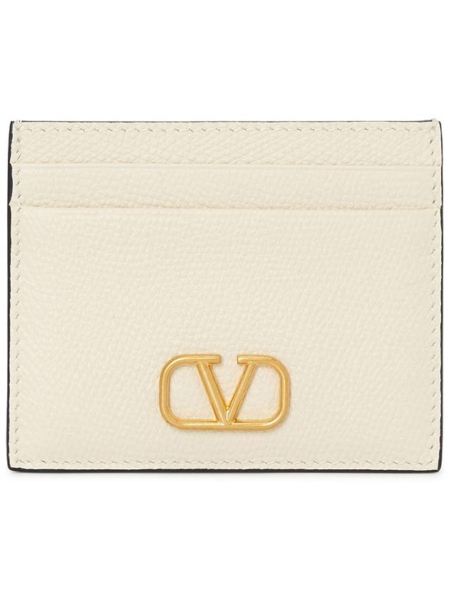 V Logo Signature Card Wallet Ivory - VALENTINO - BALAAN 2