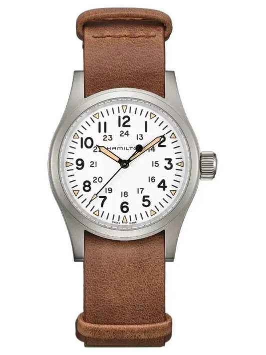 Khaki Field Mechanical Leather Watch White - HAMILTON - BALAAN 2