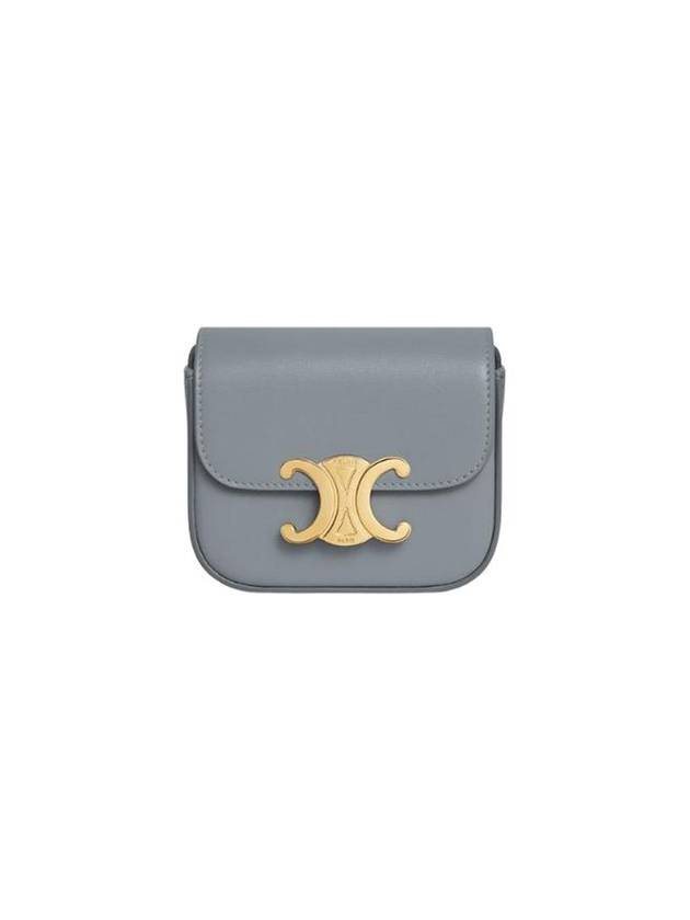 Triomphe Small Shiny Calfskin Cross Bag Blue Grey - CELINE - BALAAN 1