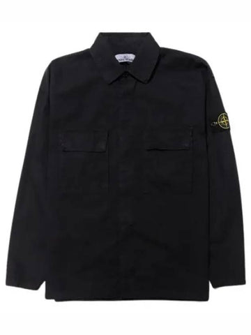 Old effect badge hidden button overshirt men - STONE ISLAND - BALAAN 1