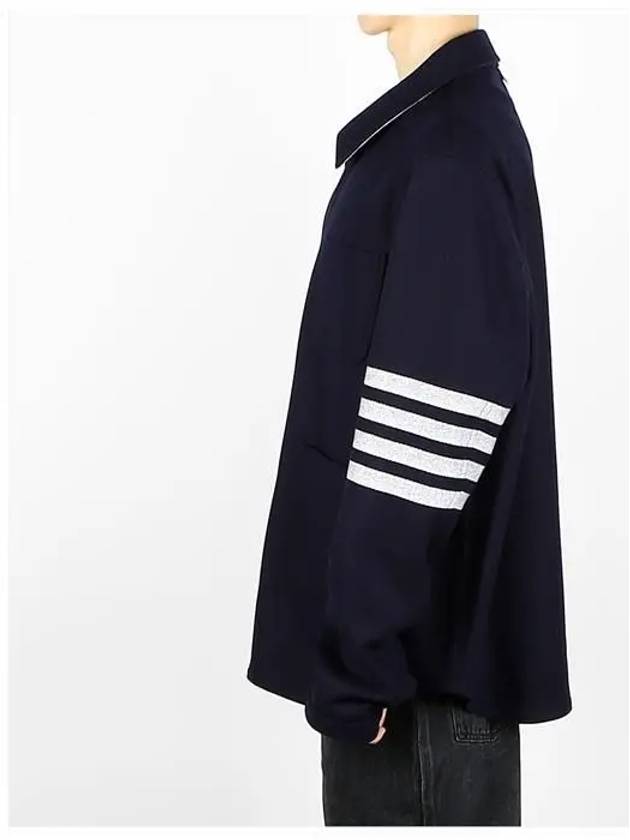 Stripe Detail Button Wool Jacket Navy - THOM BROWNE - BALAAN 4