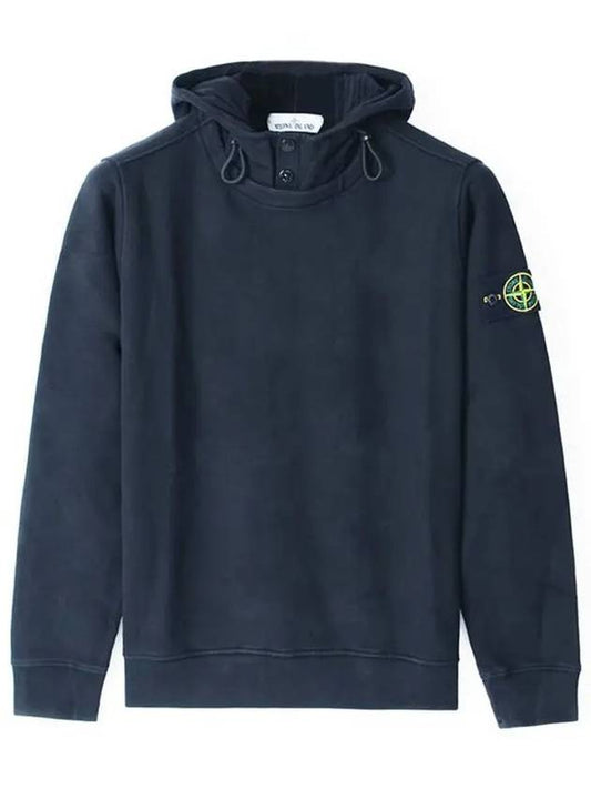 Wappen Patch Two Button Cotton Hoodie Navy - STONE ISLAND - BALAAN 1