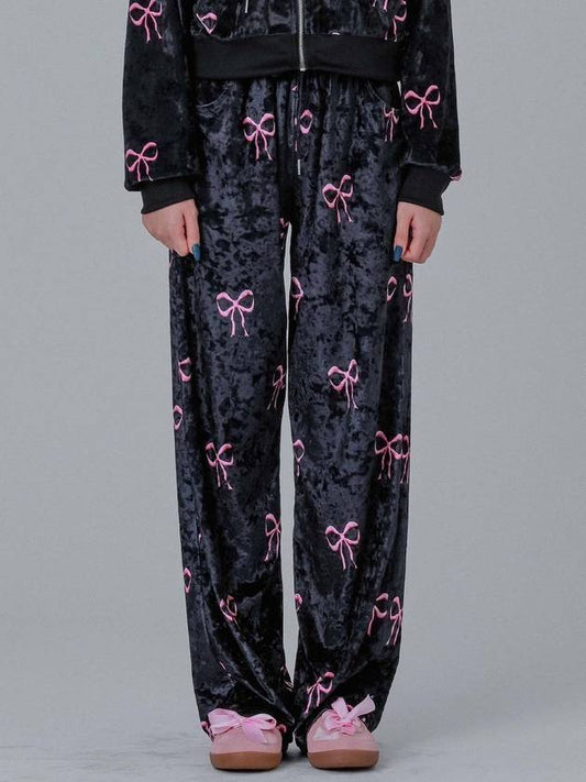 Dilettantism Ribbon Velvet Track Pants Black - DILETTANTISME - BALAAN 1