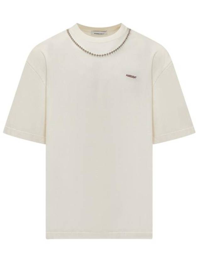 Ball Chain Detail Short Sleeve T-Shirt Beige - AMBUSH - BALAAN 1