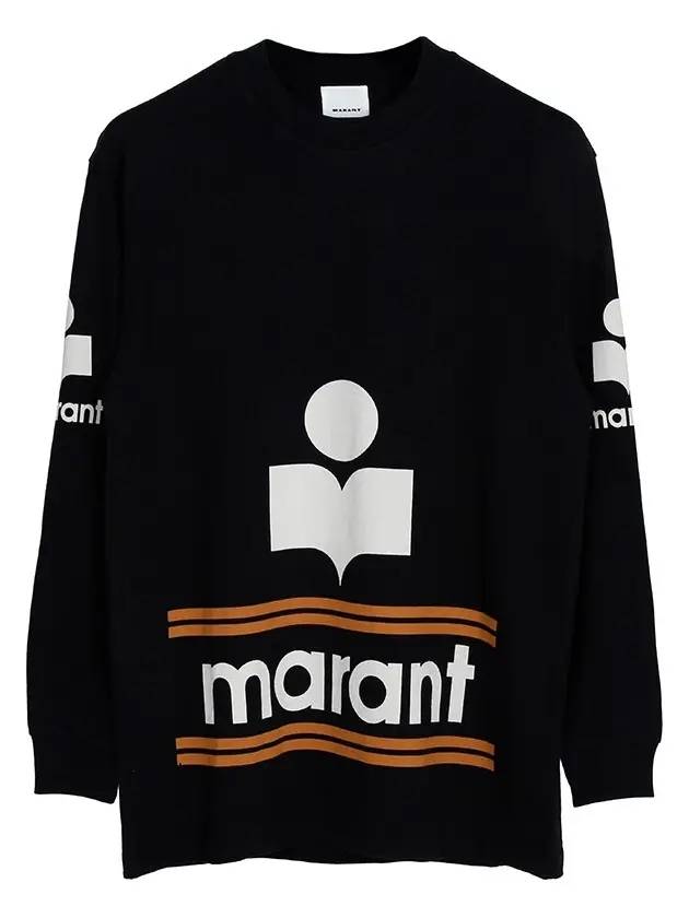 Logo Print Cotton Long Sleeve T Shirt Black - ISABEL MARANT - BALAAN 1