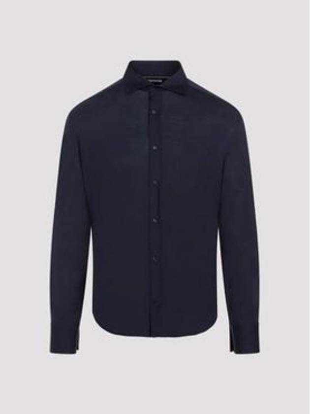 Silk Long Sleeve Shirt Navy - BRUNELLO CUCINELLI - BALAAN 2