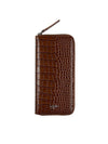 Unisex Crocodile Embossed Long Wallet Tan Brown - LMN3011 - BALAAN 1