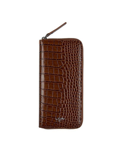 Crocodile Embossed Long Wallet Tan Brown - LMN3011 - BALAAN 2