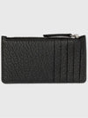 Maison Margiela Stitched Logo Grain Leather Zipper Card Holder Black - MAISON MARGIELA - BALAAN 3